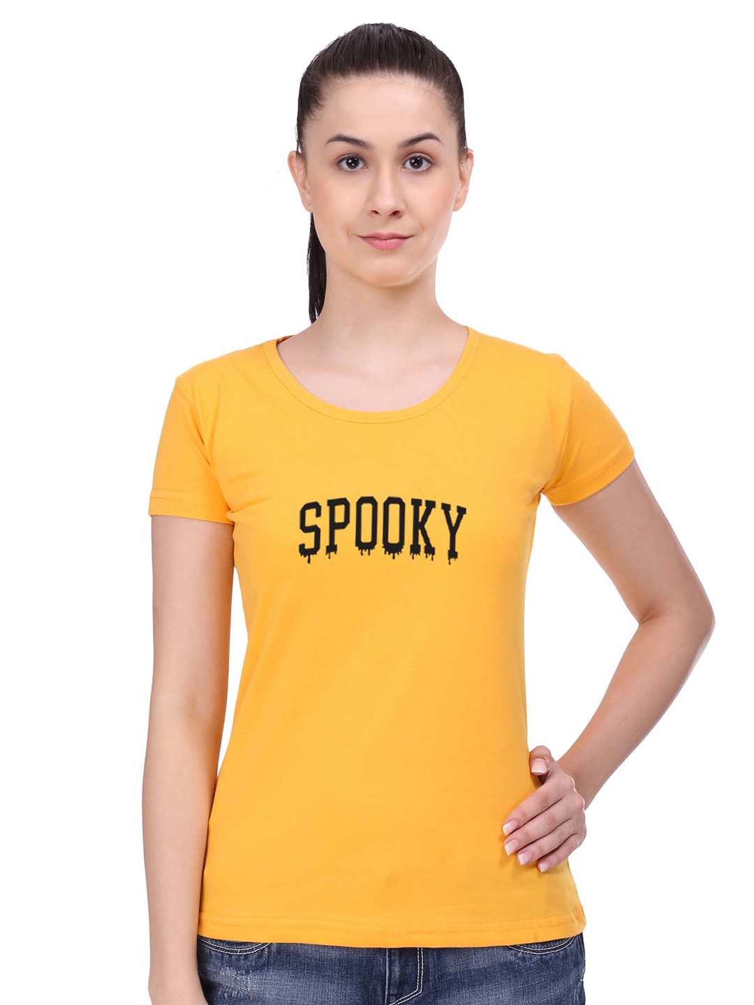 STATUS MANTRA Women Typography Printed T-shirt, Yellow