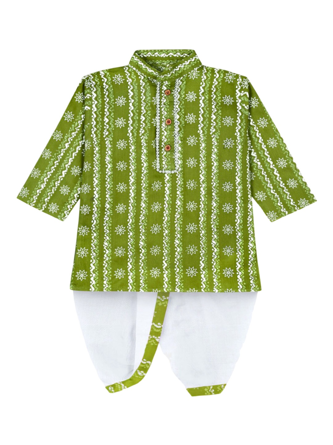 

BAESD Boys Ethnic Motifs Printed Regular Kurta with Dhoti Pants, Green