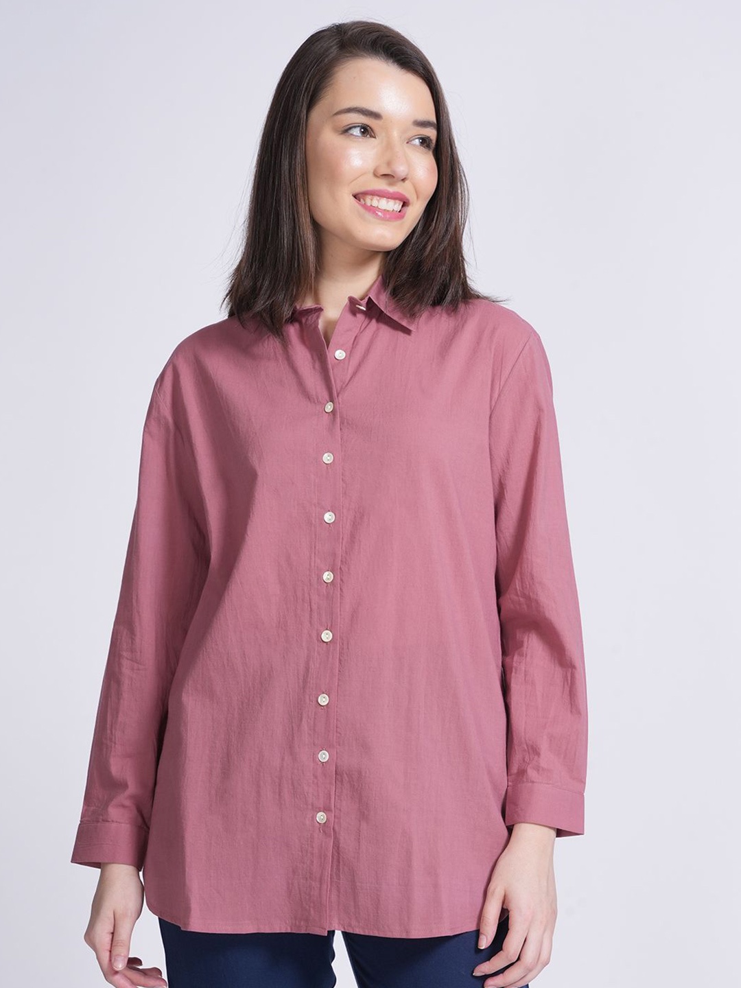 

Saltpetre Women Classic Opaque Casual Shirt, Pink