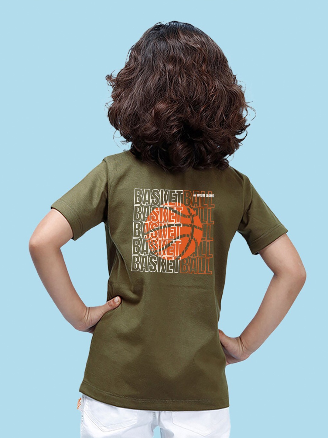 

NUSYL Boys Round Neck Typography Printed T-shirt, Green