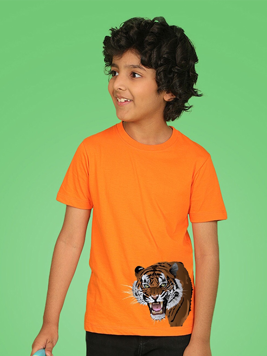 

NUSYL Boys Animal Graphic Placement Printed T-shirt, Orange