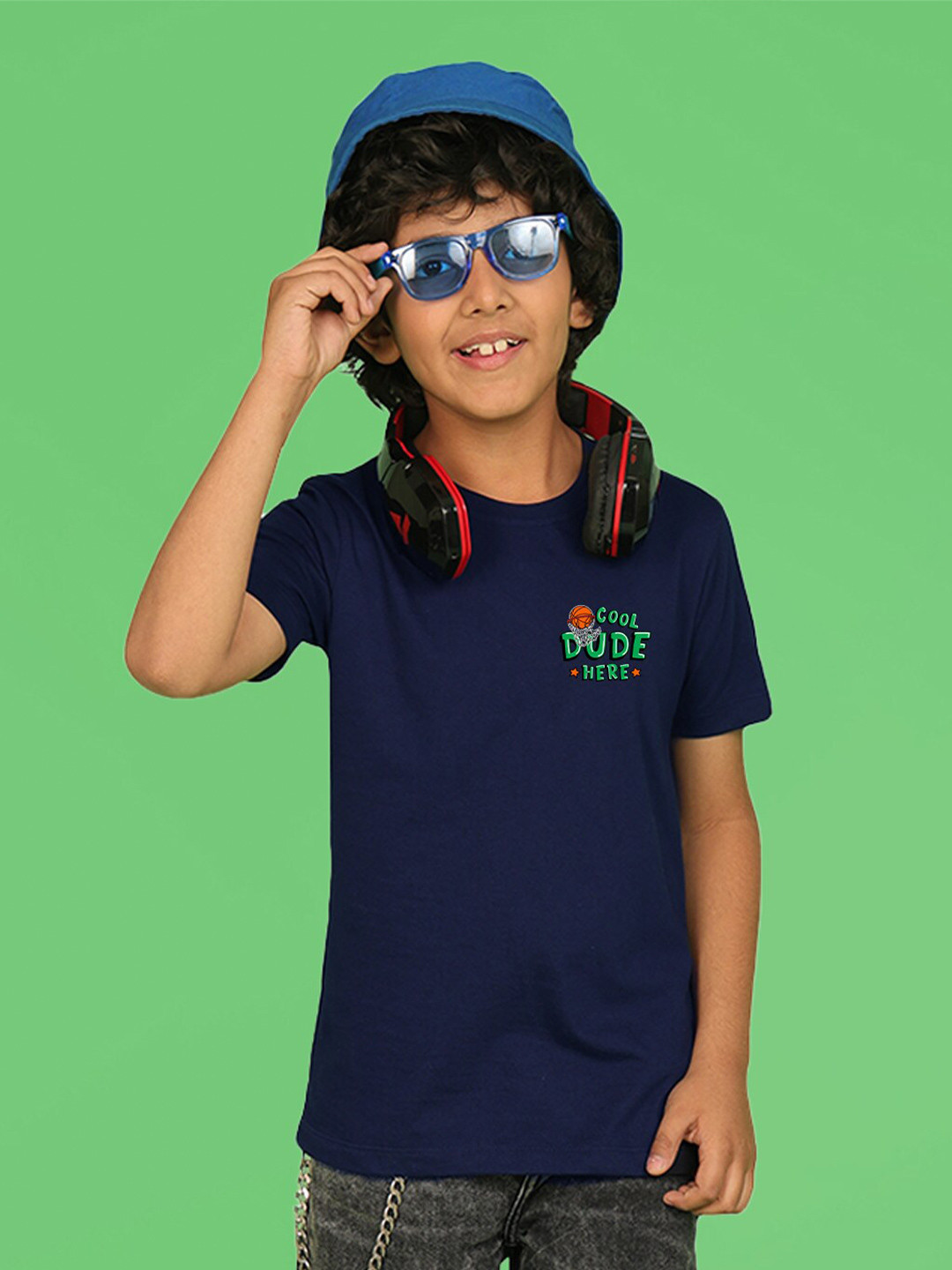 

NUSYL Boys Graphic Printed Round Neck Cotton T-shirt, Blue