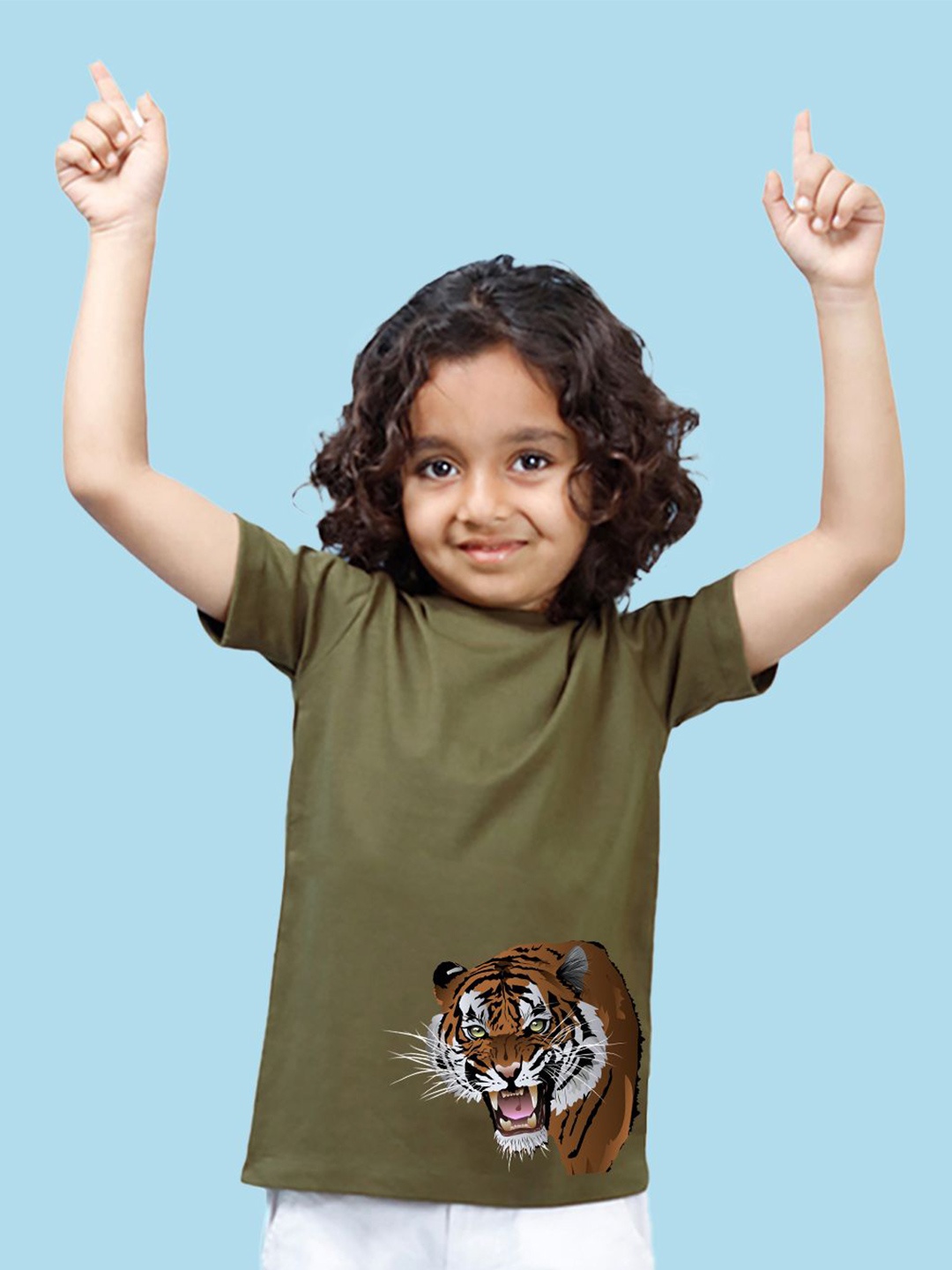 

NUSYL Boys Animal Graphic Placement Printed T-shirt, Green