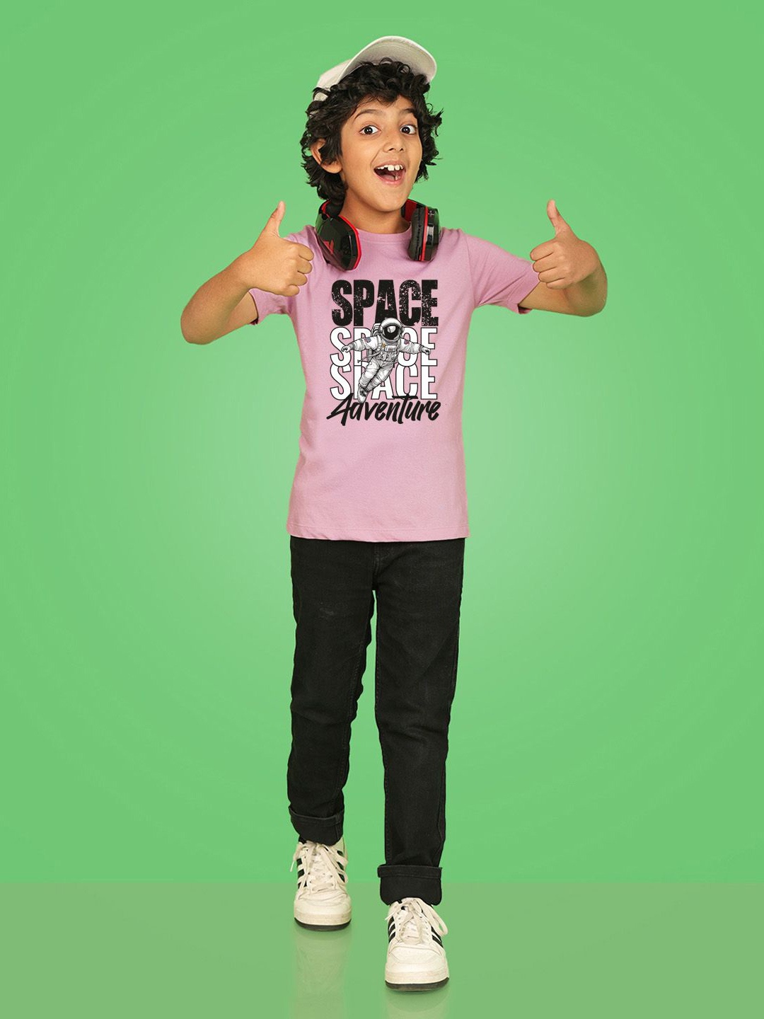 

NUSYL Boys Typography Printed Round Neck T-shirt, Pink
