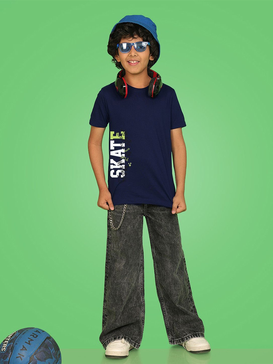 

NUSYL Boys Typography Placement Printed Round Neck T-shirt, Blue