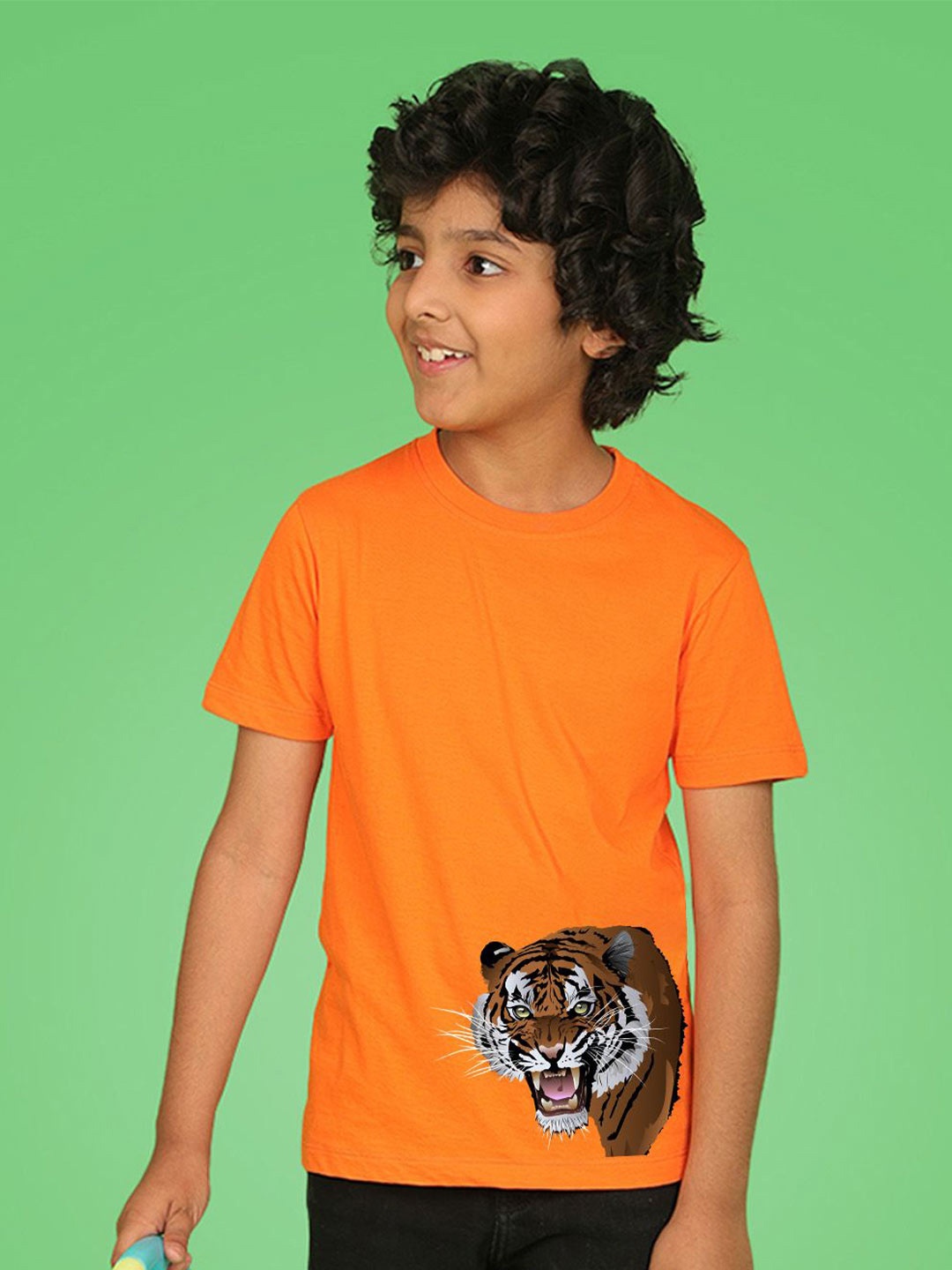 

NUSYL Boys Graphic Printed Round Neck T-shirt, Orange