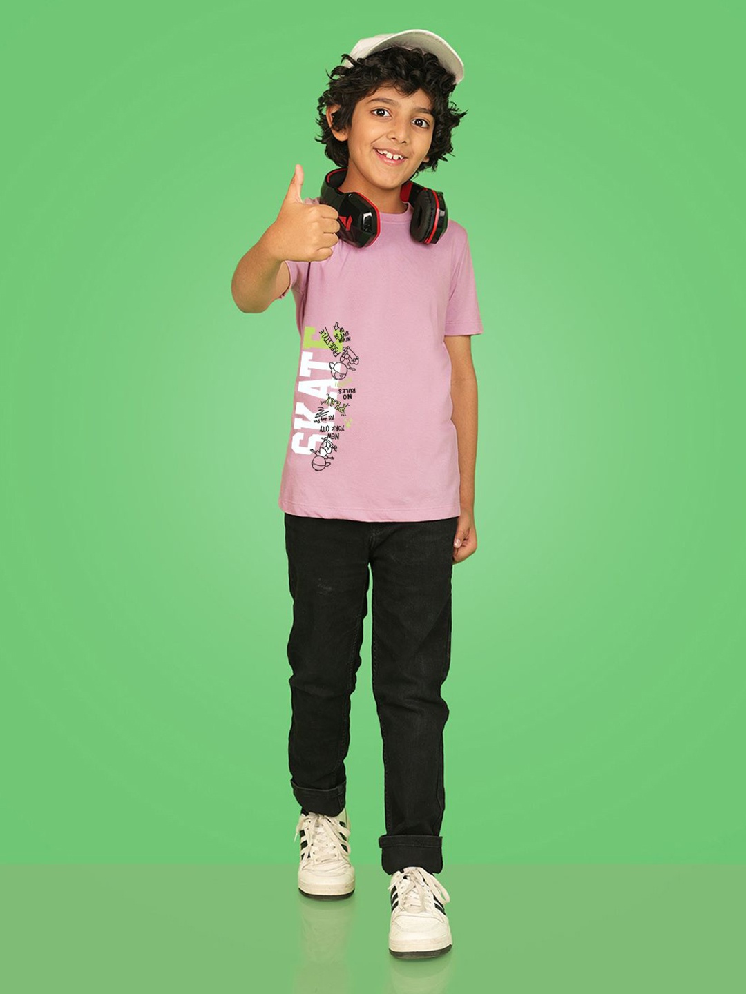

NUSYL Boys Round Neck Typography Printed T-shirt, Pink