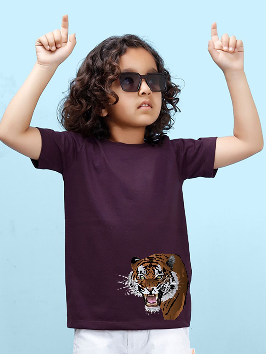 

NUSYL Boys Round Neck Graphic Printed T-shirt, Purple