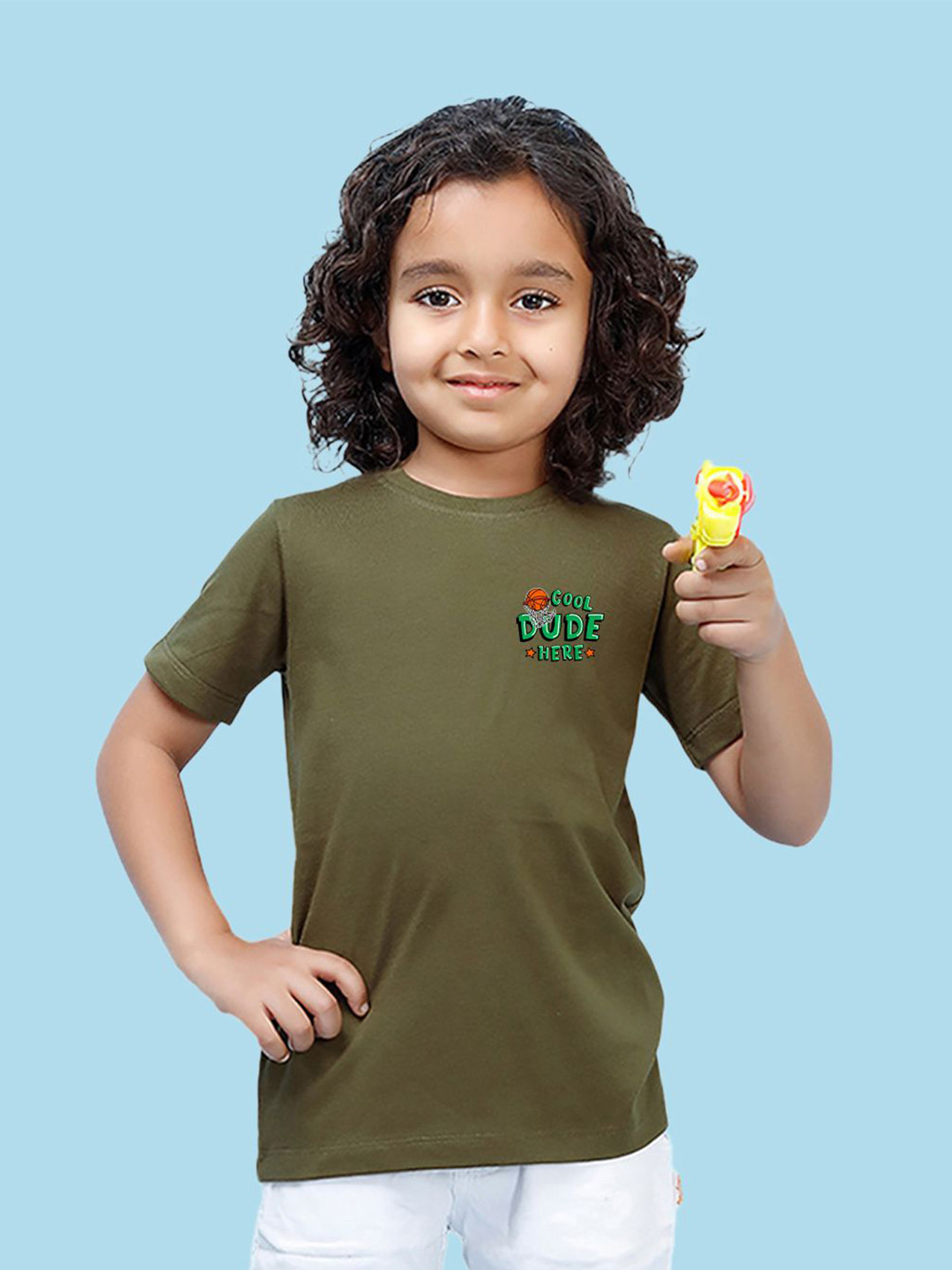 

NUSYL Boys Round Neck Typography Printed T-shirt, Green