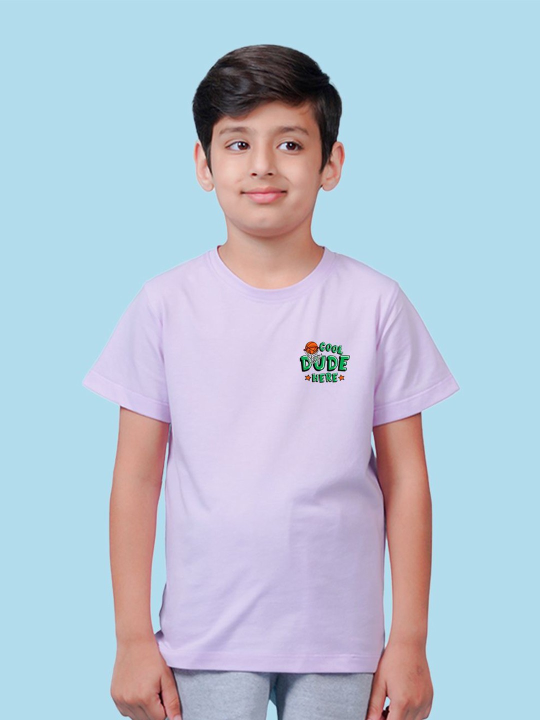 

NUSYL Boys Round Neck Typography Printed T-shirt, Purple