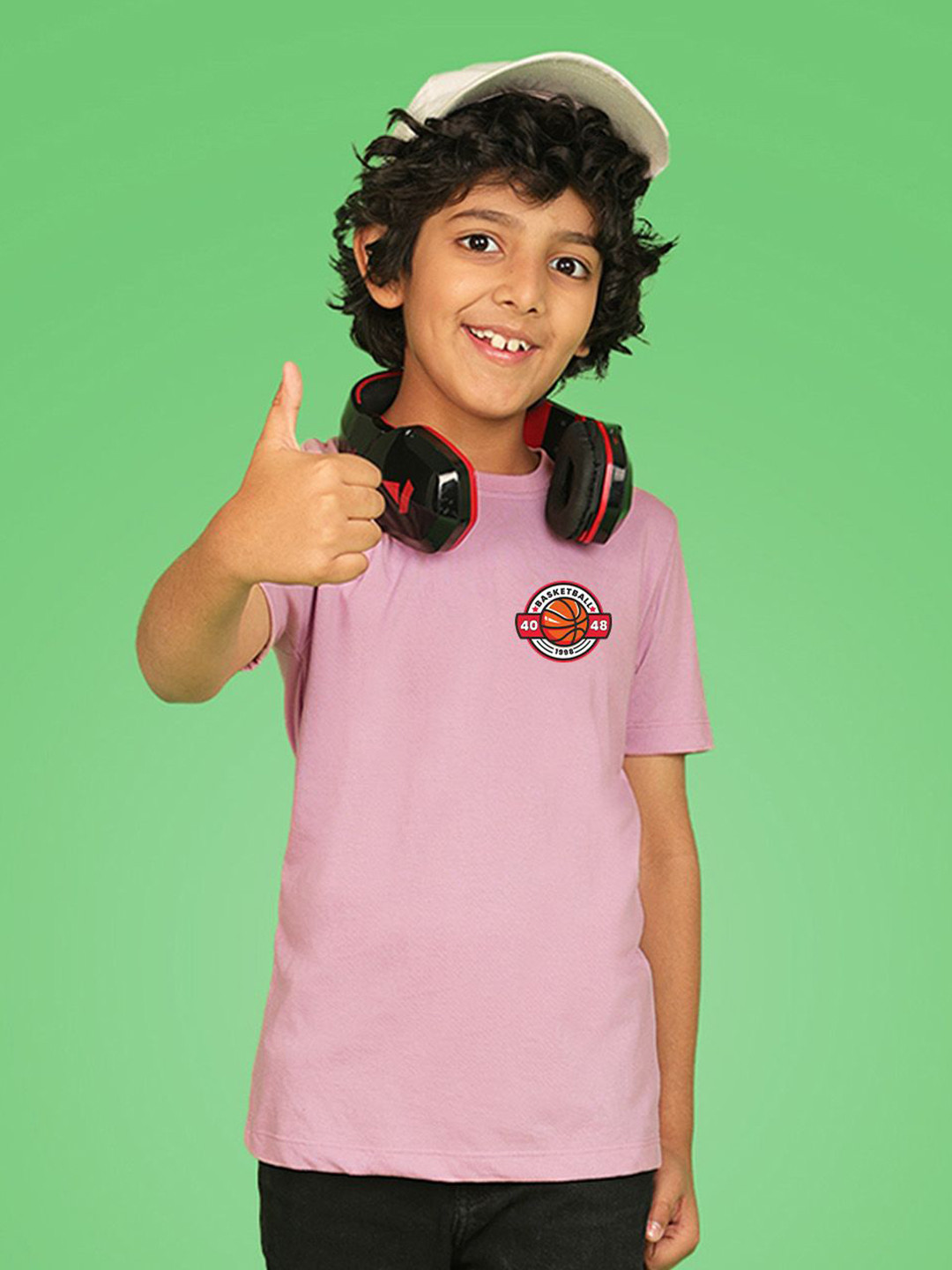 

NUSYL Boys Round Neck Graphic Printed T-shirt, Pink