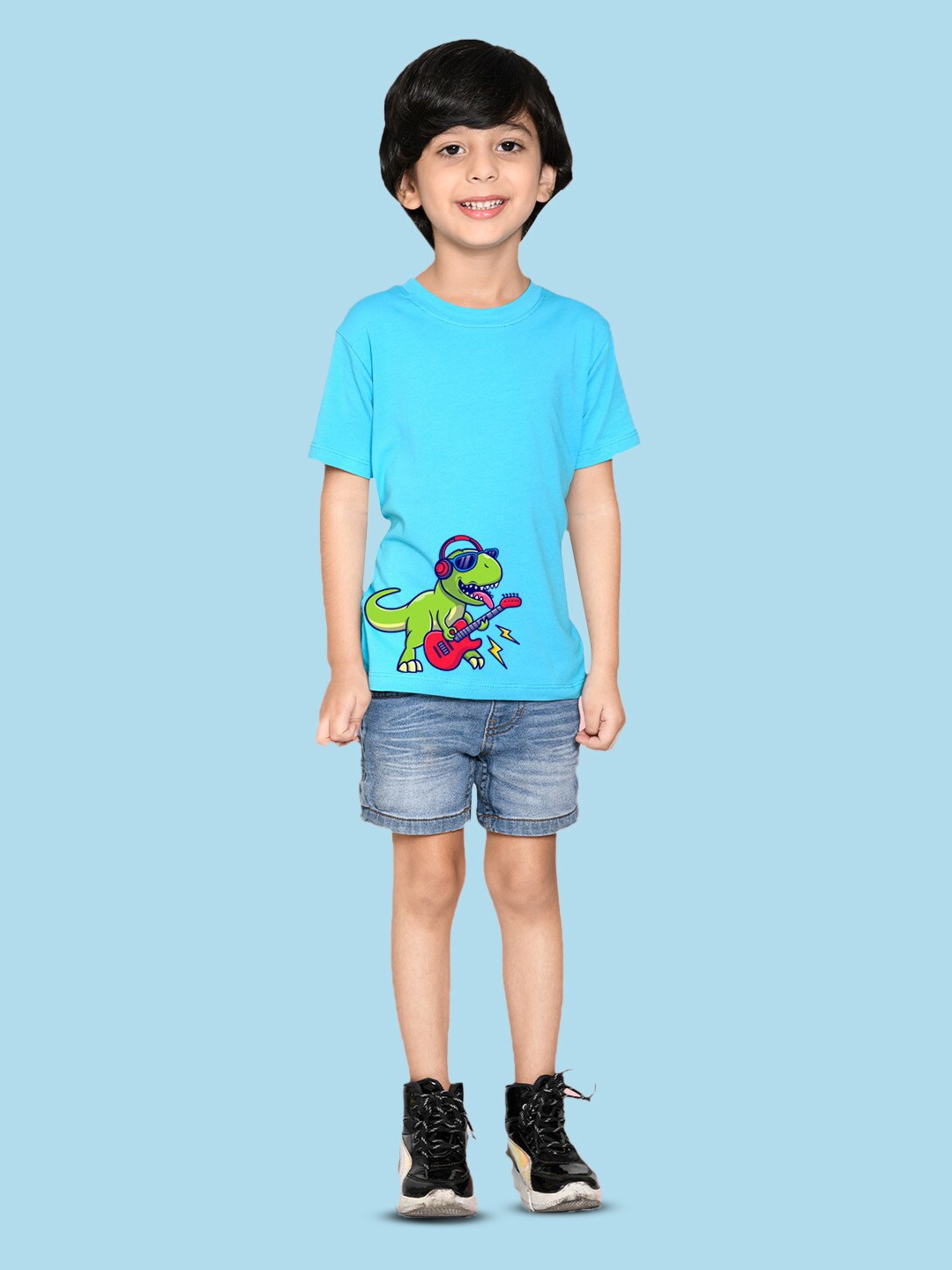 

NUSYL Boys Round Neck Graphic Printed T-shirt, Blue