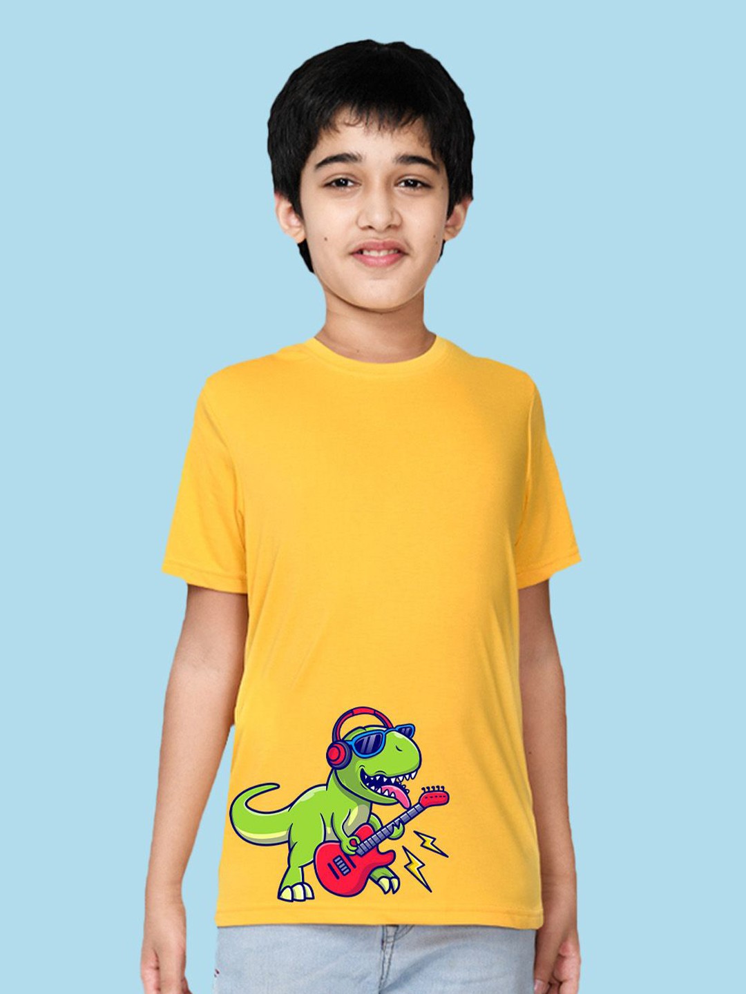 

NUSYL Boys Graphic Printed Round Neck T-shirt, Yellow