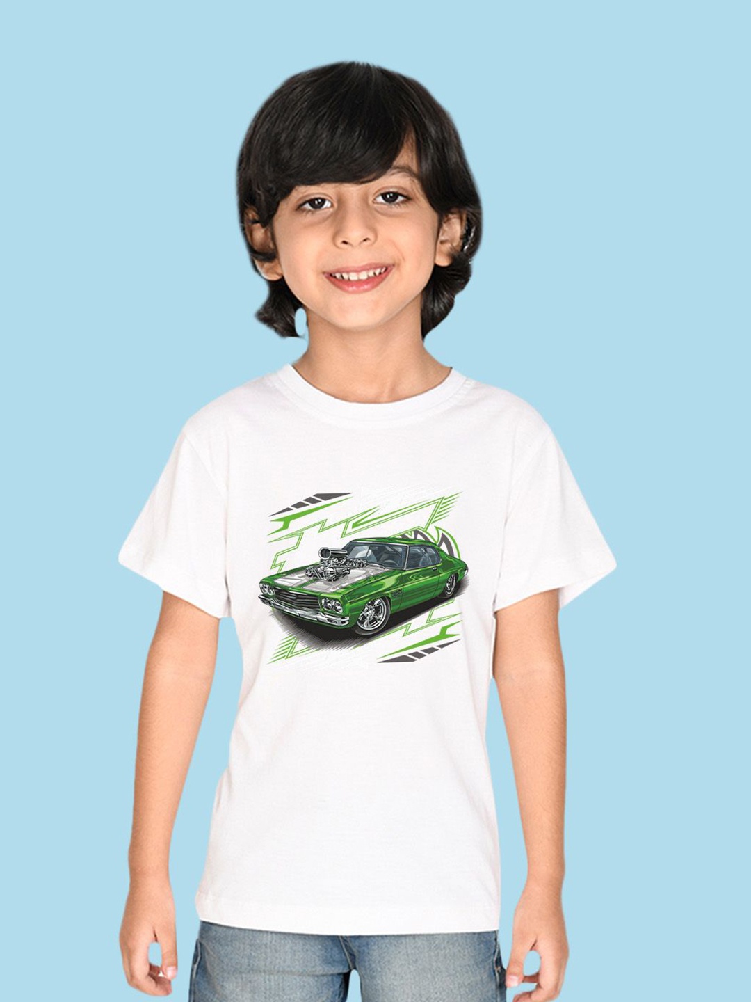 

NUSYL Boys Graphic Printed Round Neck T-shirt, White