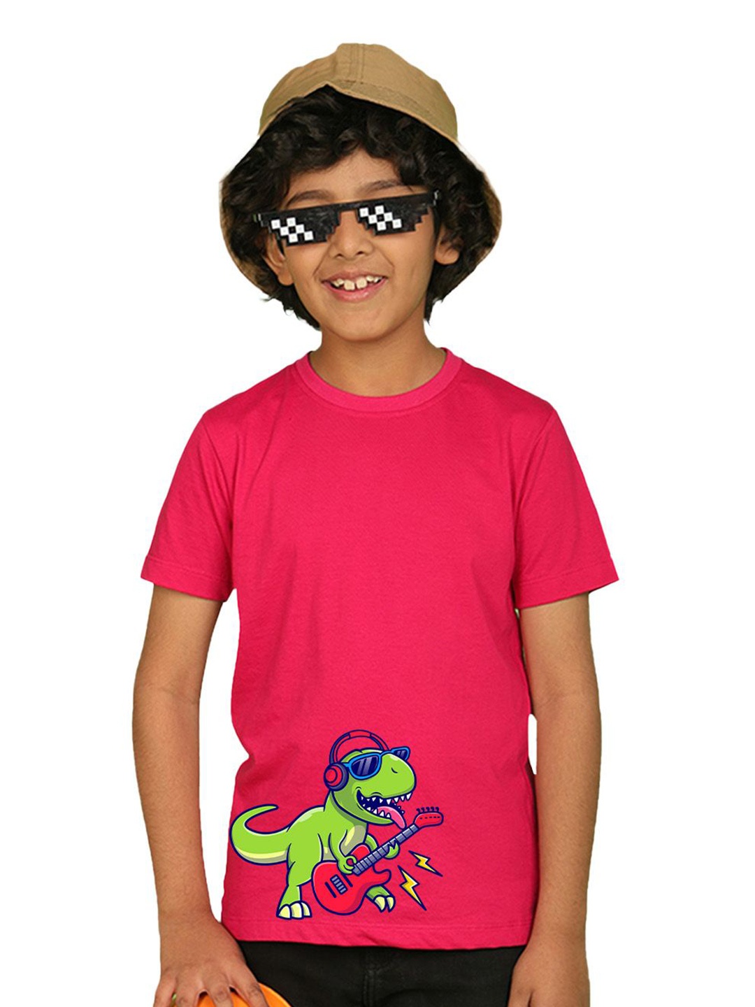 

NUSYL Boys Graphic Printed Round Neck T-shirt, Pink