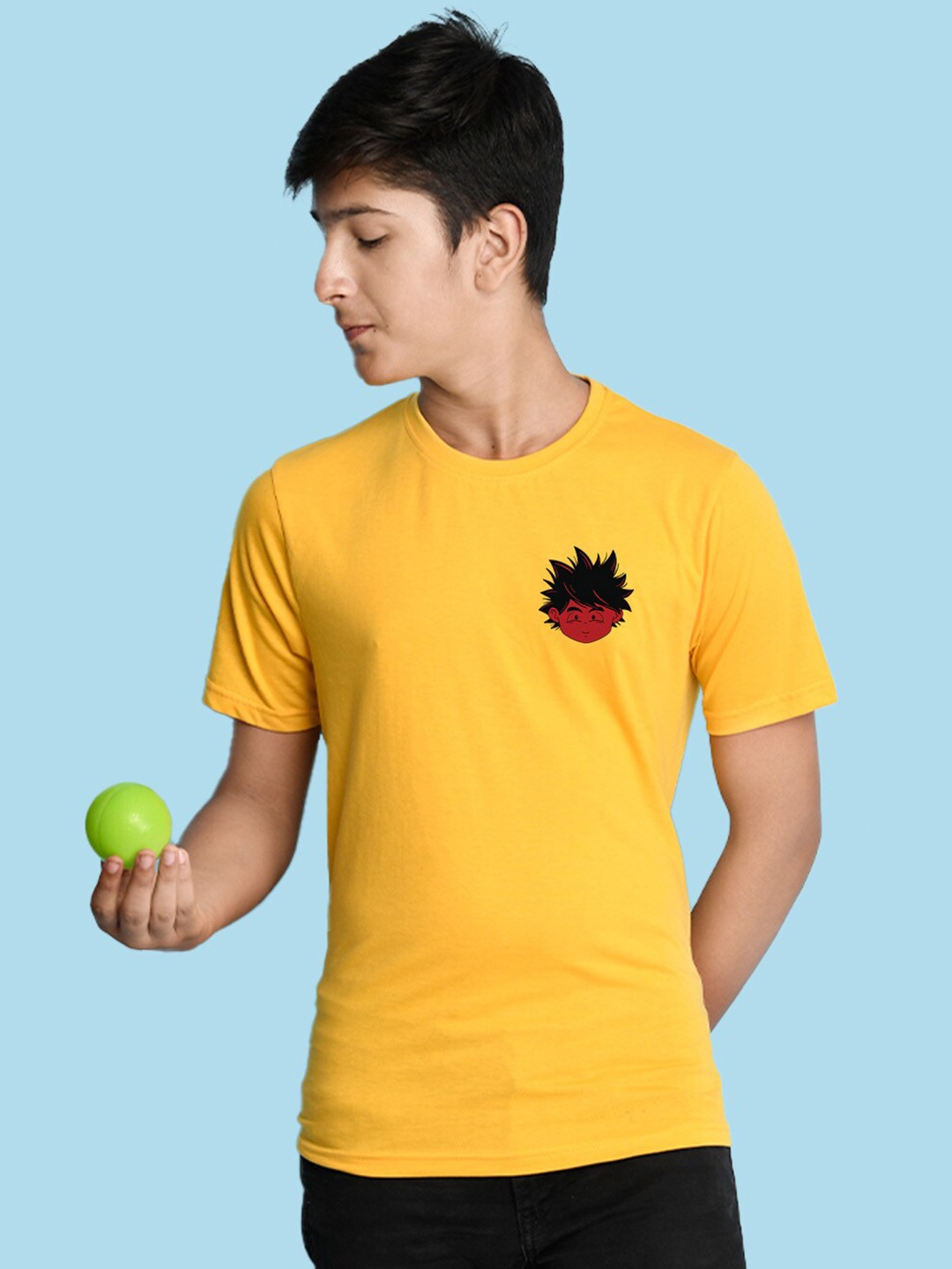 

NUSYL Boys Typography Printed Round Neck T-shirt, Yellow