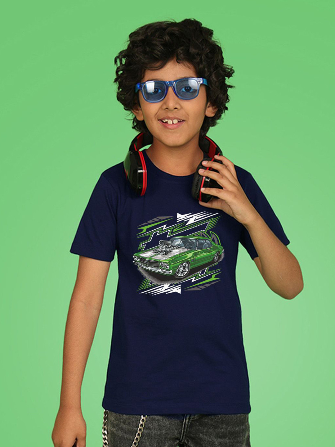 

NUSYL Boys Graphic Printed Round Neck T-shirt, Blue