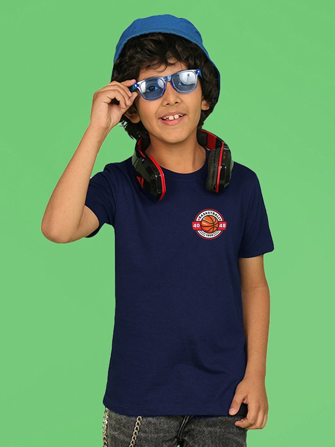 

NUSYL Boys Printed Round Neck T-shirt, Blue