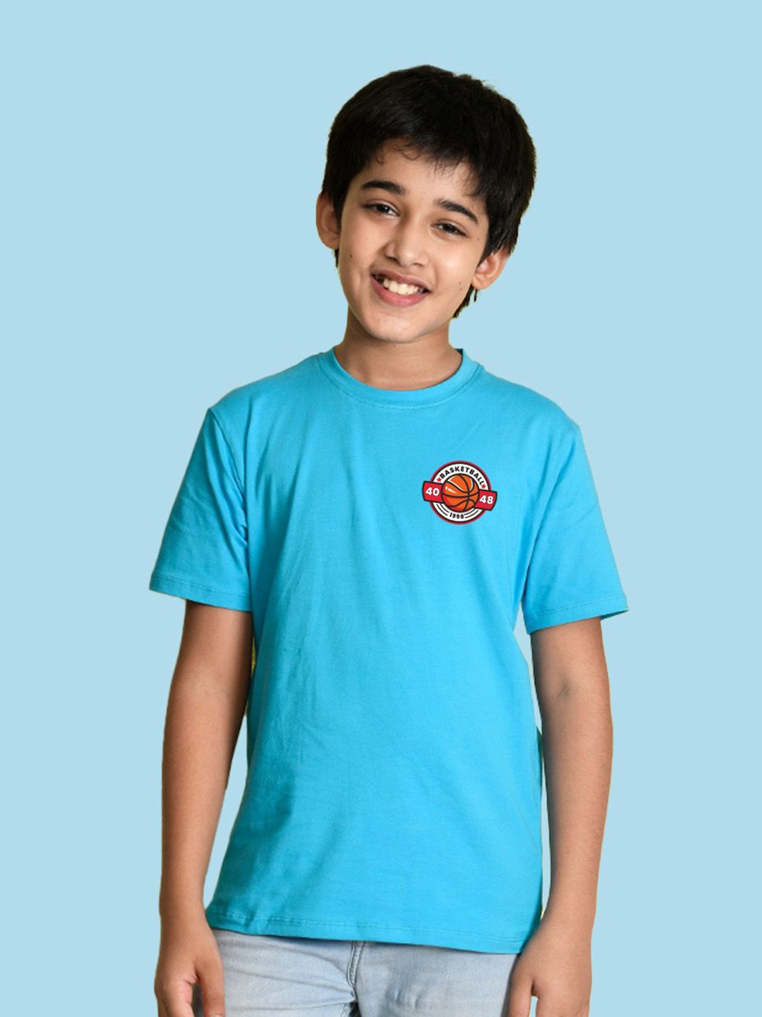 

NUSYL Boys Printed Round Neck T-shirt, Blue