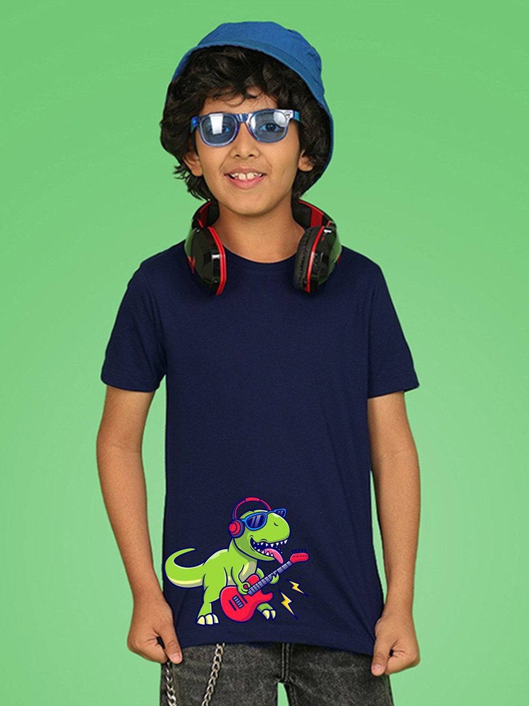 

NUSYL Boys Graphic Printed Round Neck T-shirt, Blue