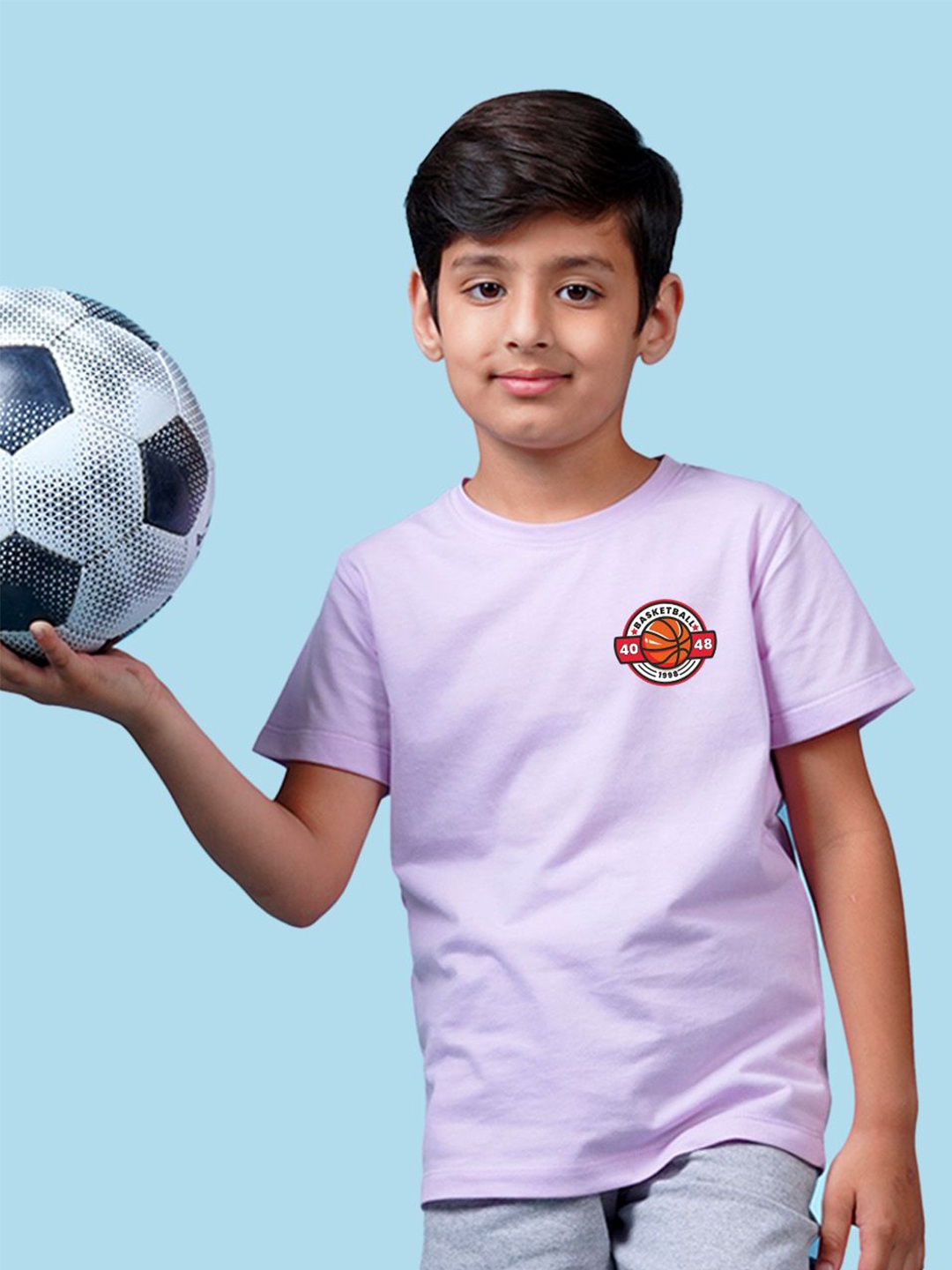 

NUSYL Boys Graphic Printed Round Neck T-shirt, Purple