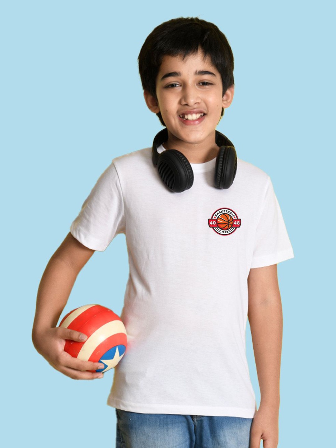 

NUSYL Boys Graphic Printed Round Neck T-shirt, White