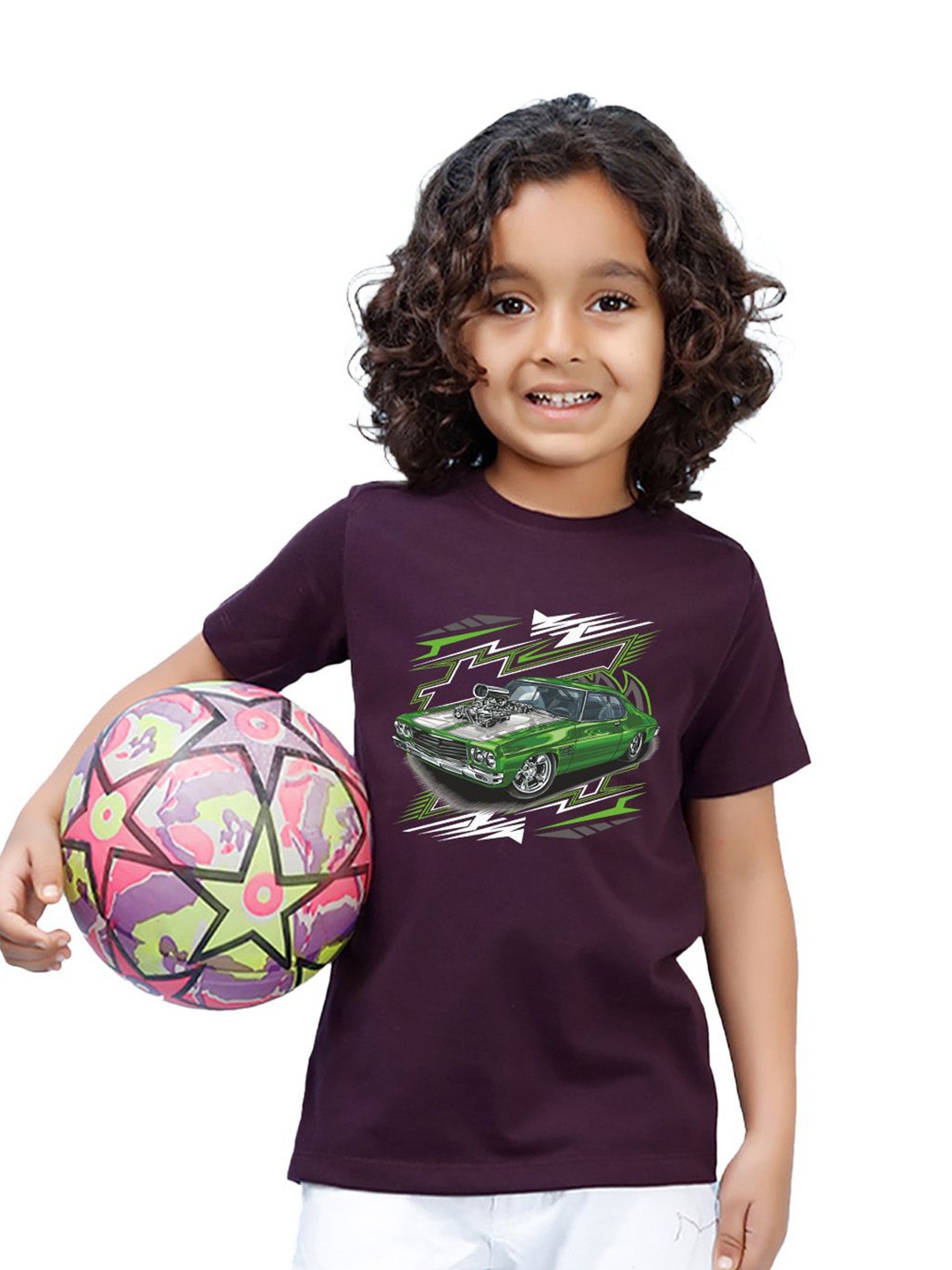 

NUSYL Boys Graphic Printed Round Neck Cotton T-shirt, Purple