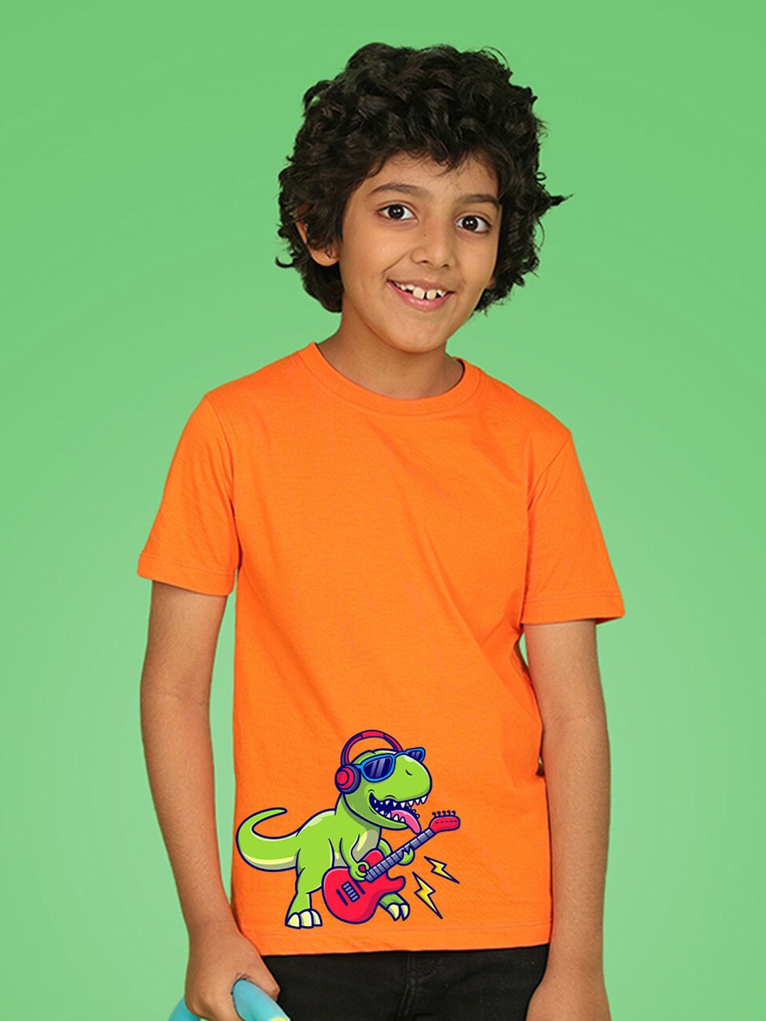 

NUSYL Boys Graphic Printed Round Neck T-shirt, Orange