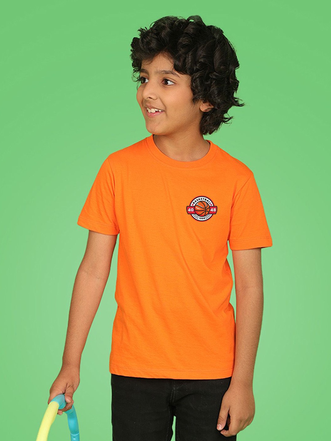 

NUSYL Boys Printed Round Neck T-shirt, Orange