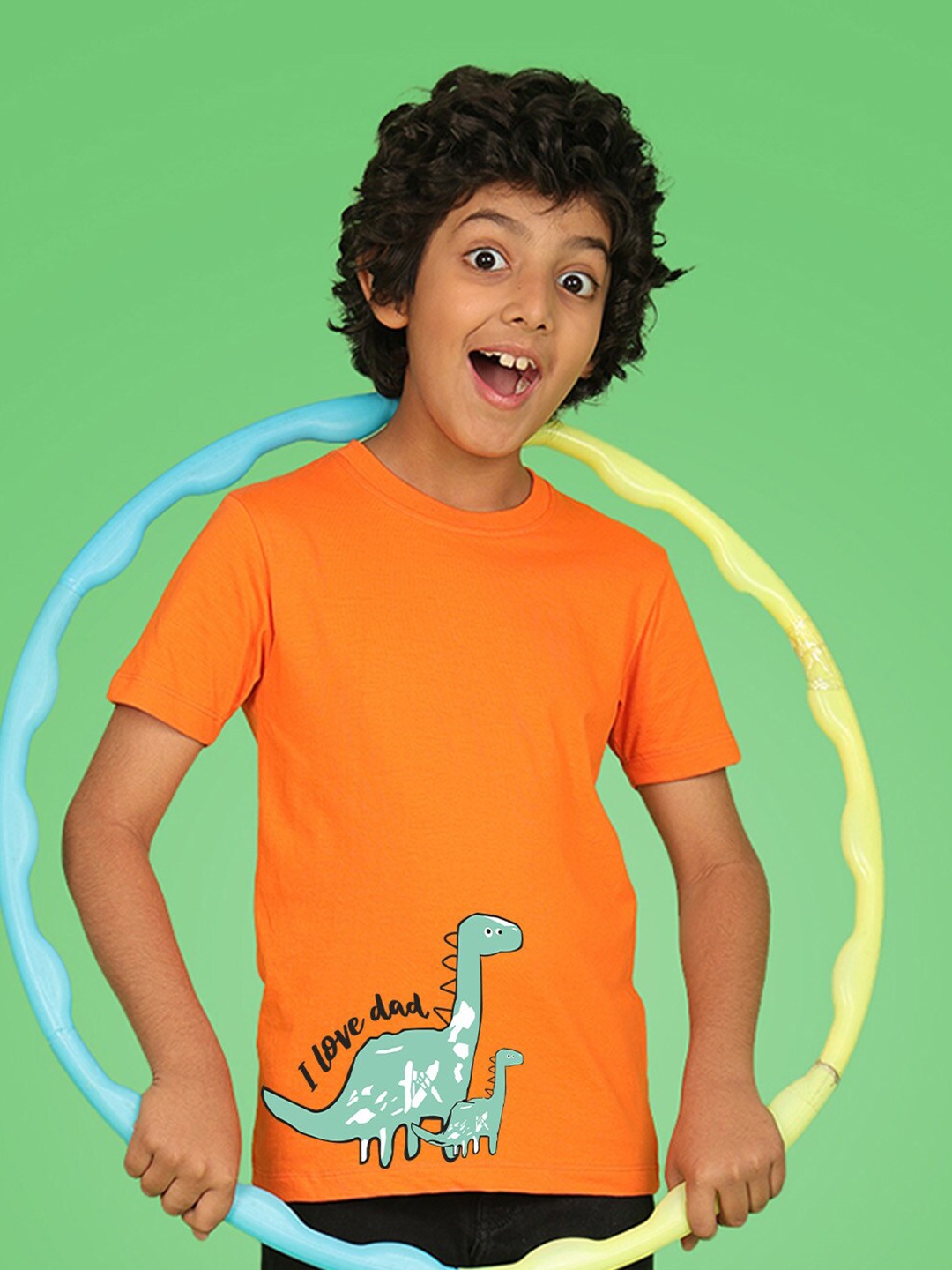 

NUSYL Boys Graphic Printed Round Neck T-shirt, Orange