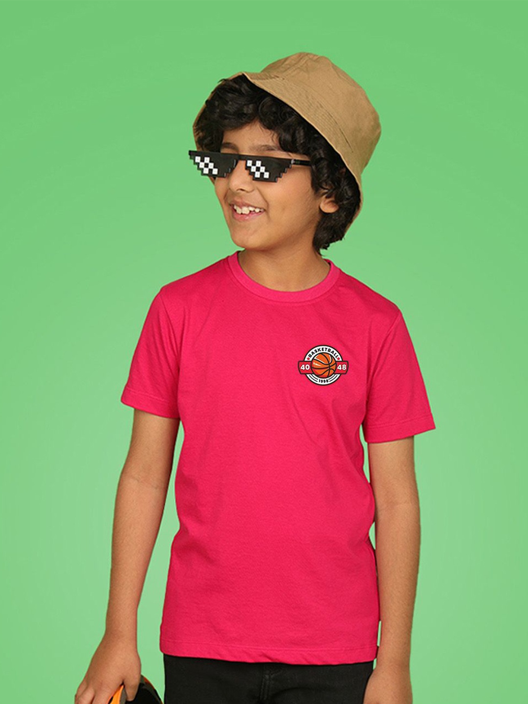 

NUSYL Boys Printed Round Neck T-shirt, Pink