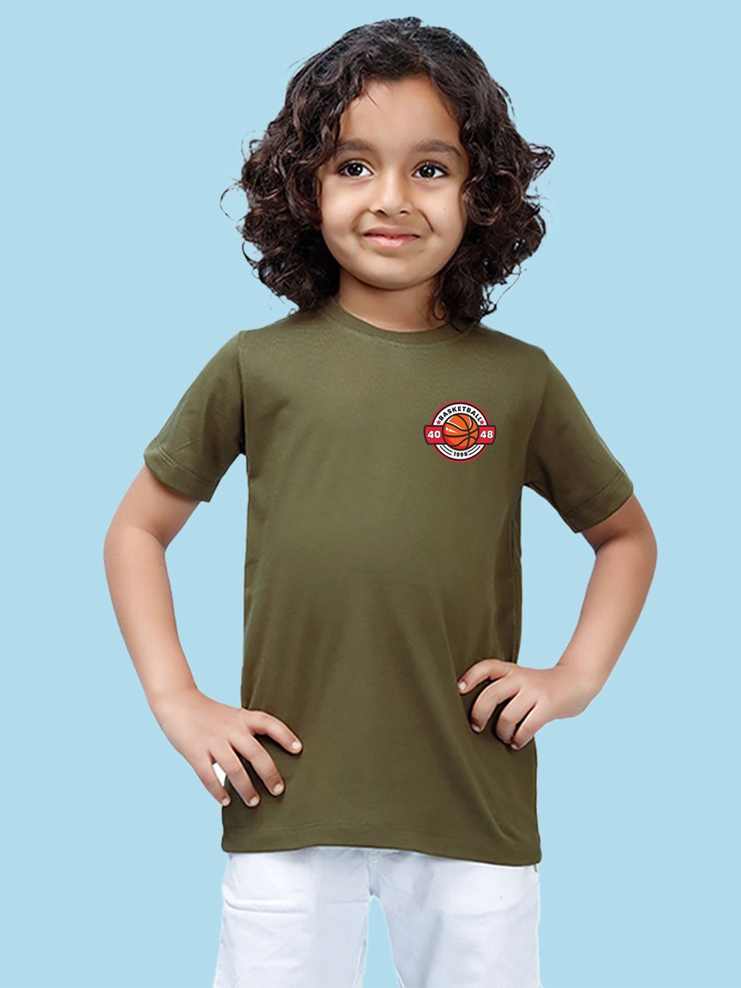 

NUSYL Boys Graphic Print Round Neck T-shirt, Olive