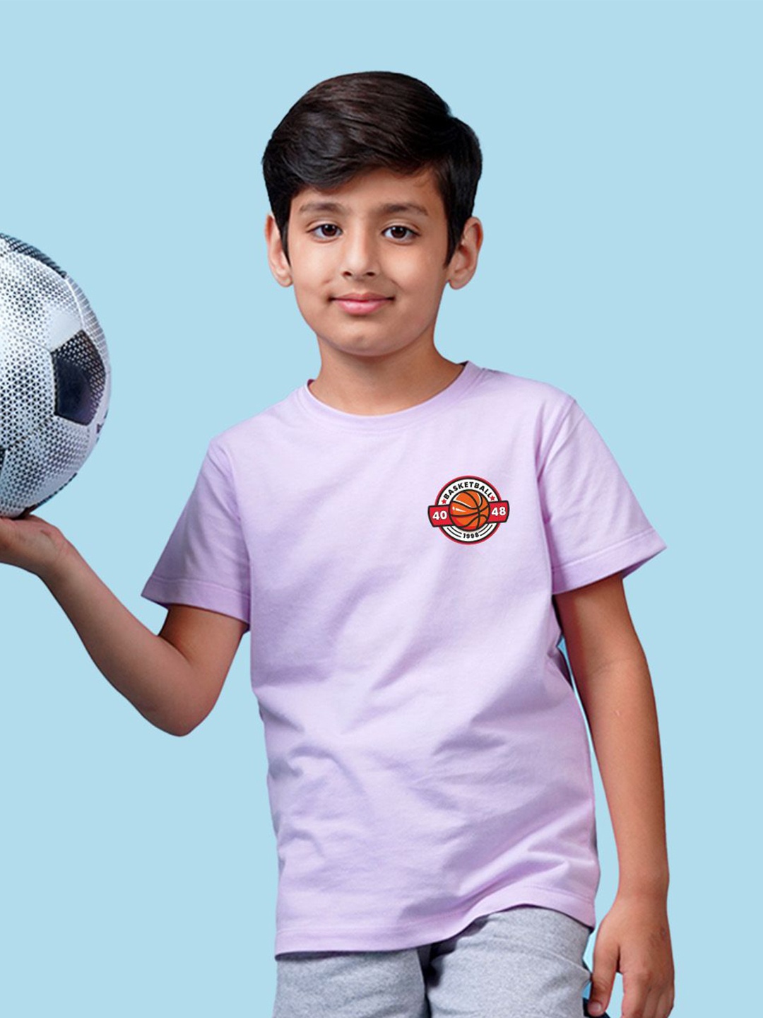 

NUSYL Boys Graphic Print Round Neck T-shirt, Lavender
