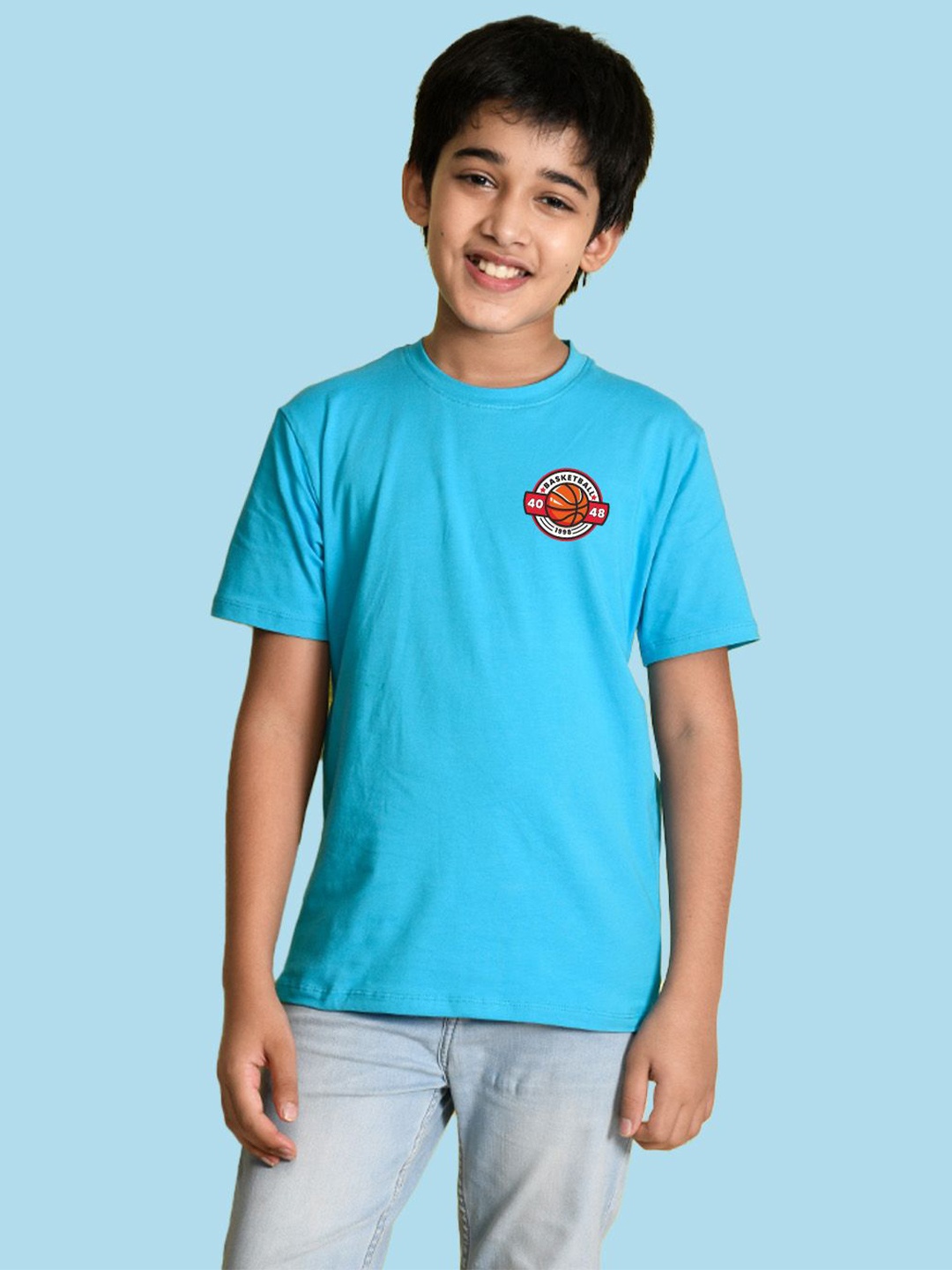 

NUSYL Boys Graphic Print Round Neck T-shirt, Blue