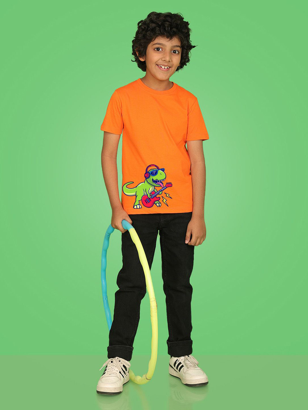 

NUSYL Boys Graphic Print Round Neck T-shirt, Orange