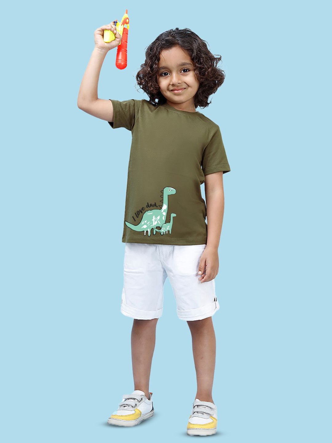 

NUSYL Boys Graphic Print Round Neck T-shirt, Olive