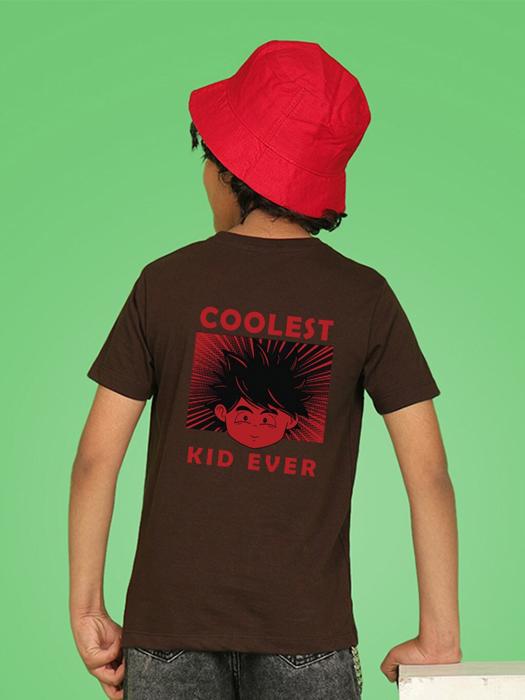 

NUSYL Boys Graphic Print Round Neck T-shirt, Brown