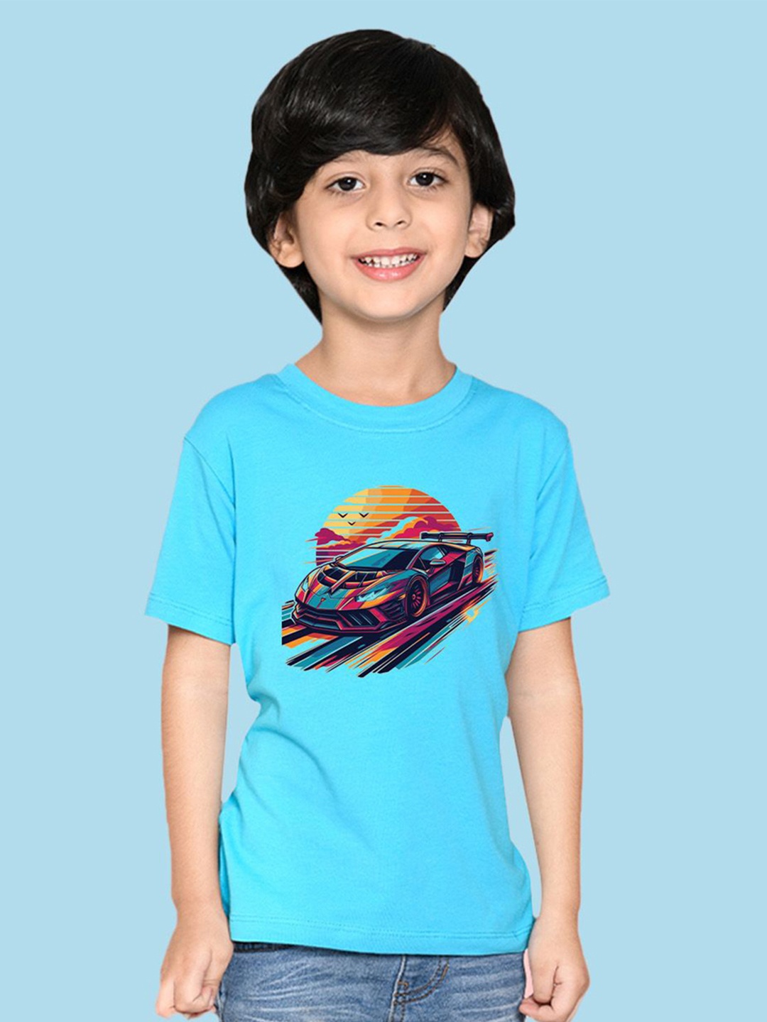 

NUSYL Boys Graphic Print Round Neck T-shirt, Blue