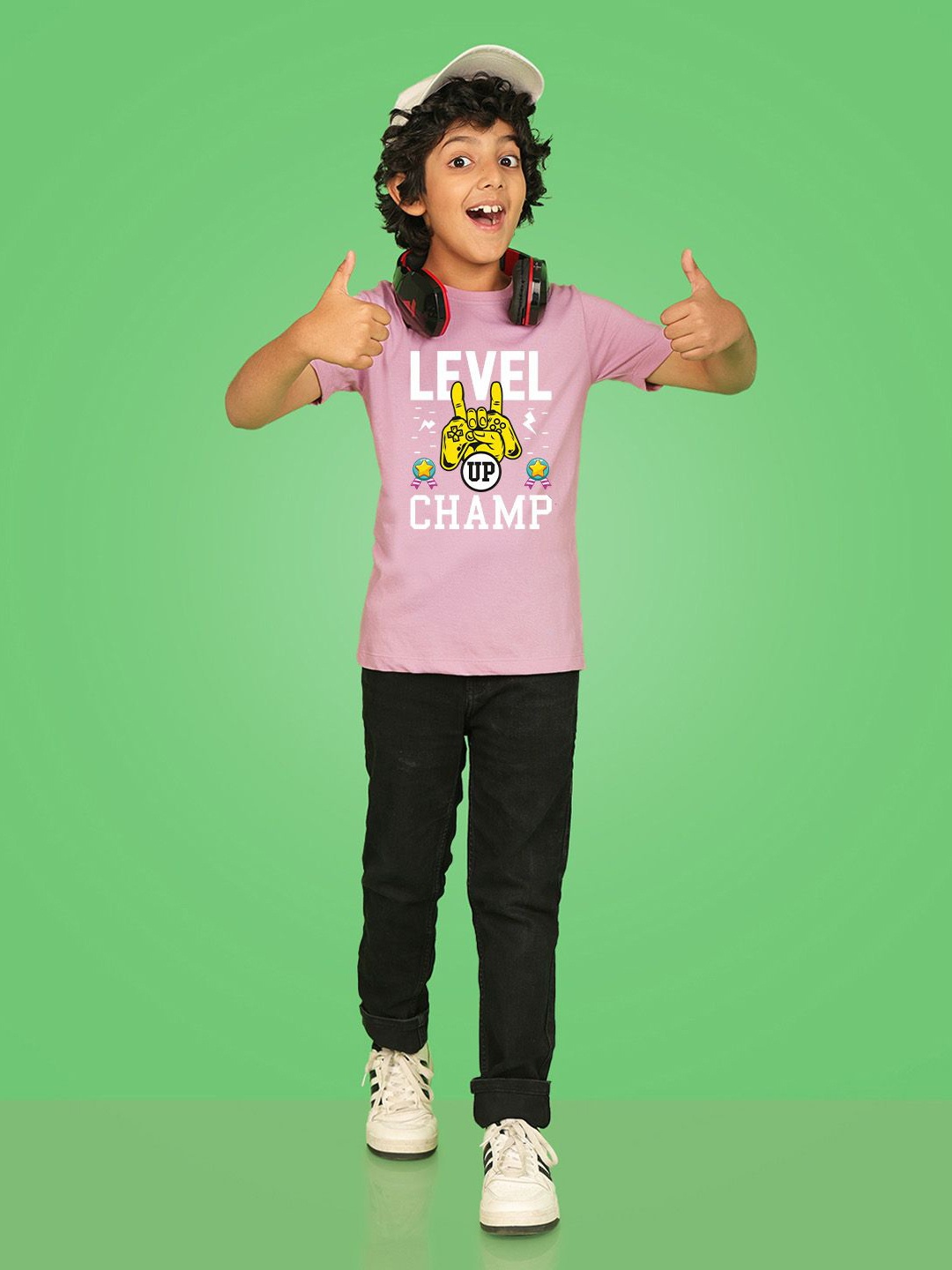 NUSYL Boys Typography Print Round Neck T-shirt, Lavender