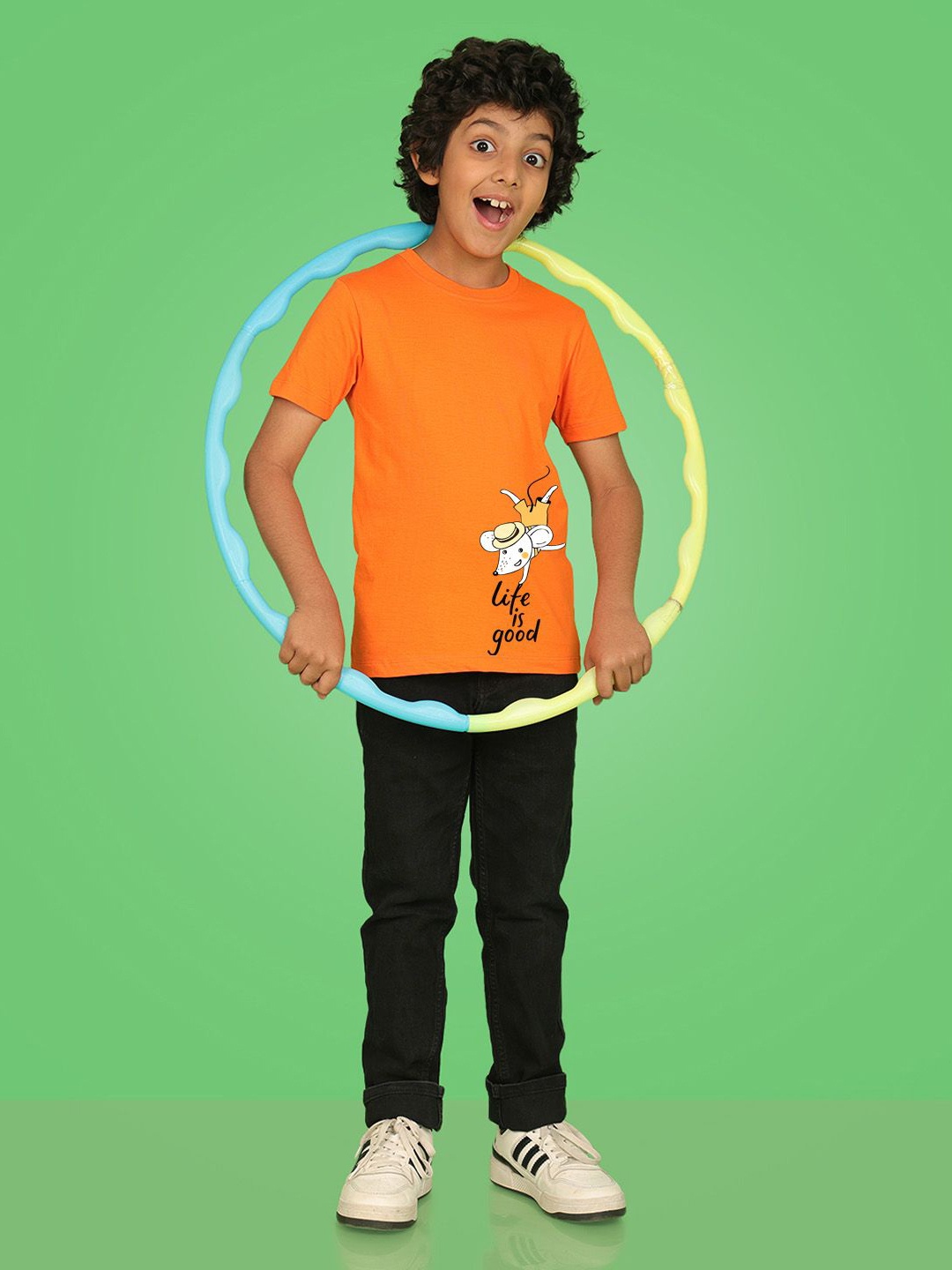 

NUSYL Boys Graphic Printed Round Neck T-shirt, Orange