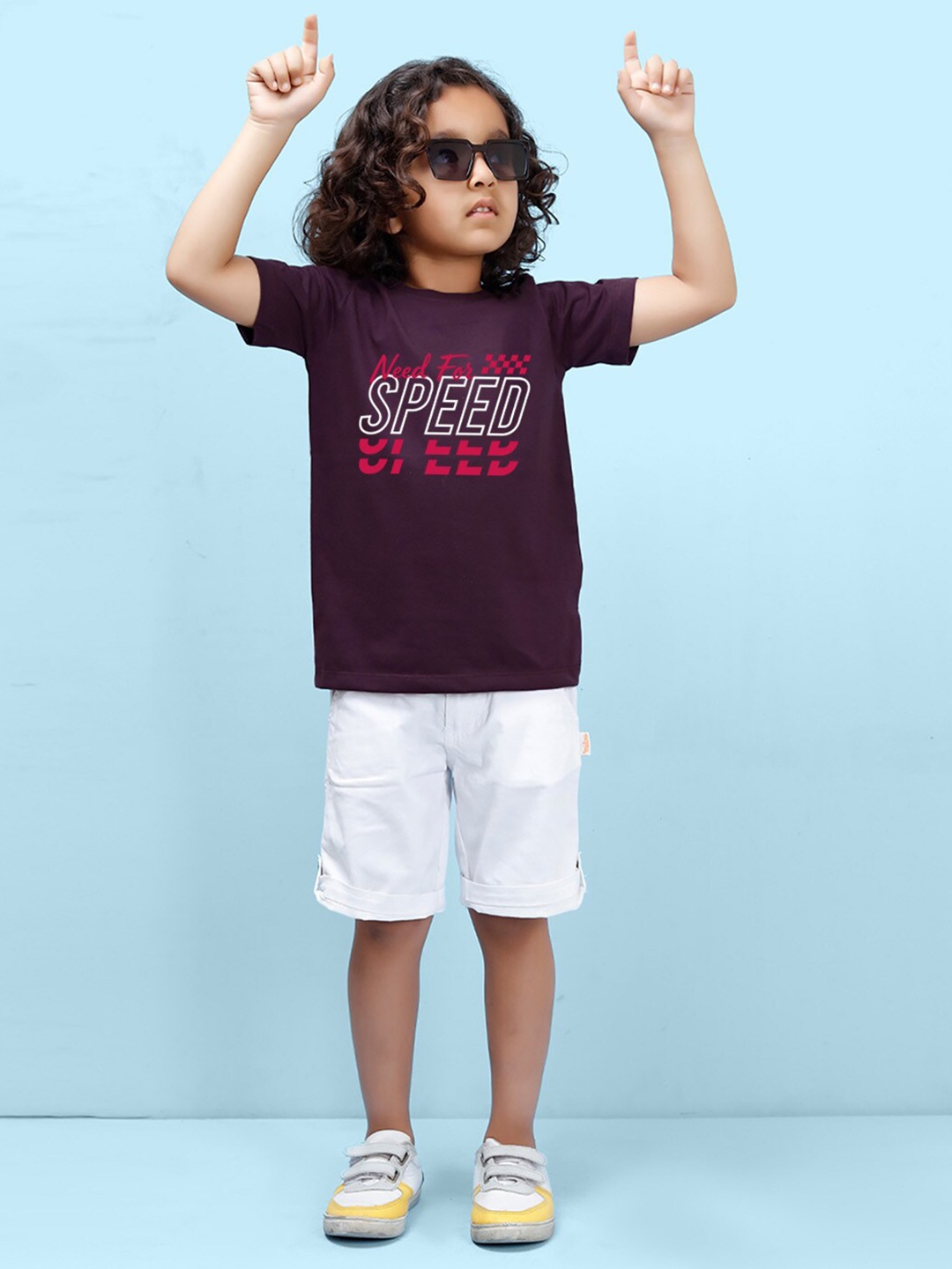 

NUSYL Boys Typography Print Round Neck T-shirt, Purple