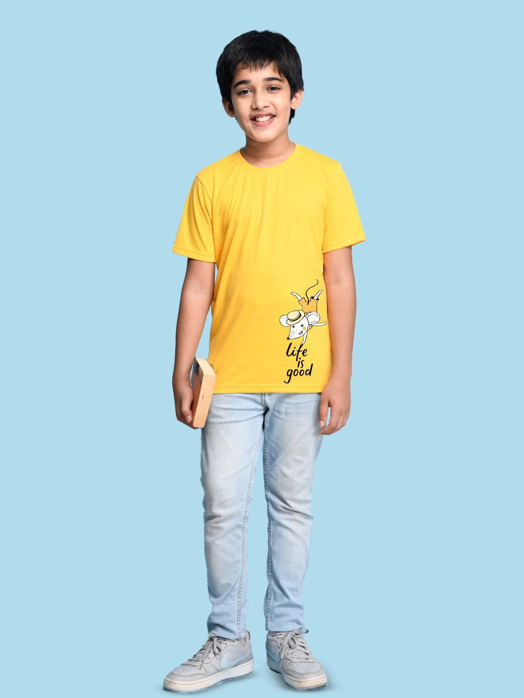

NUSYL Boys Graphic Print Round Neck T-shirt, Yellow