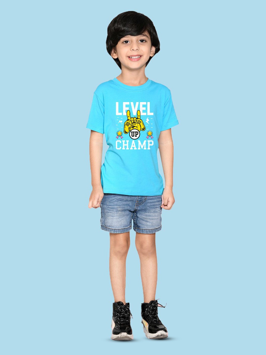 

NUSYL Boys Graphic Printed Round Neck T-shirt, Blue