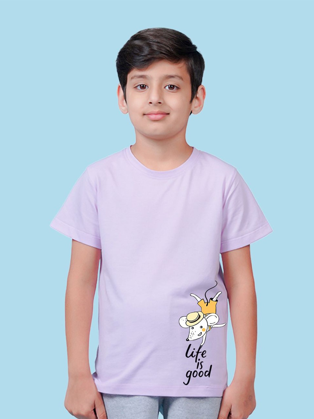 

NUSYL Boys Graphic Printed Round Neck T-shirt, Purple