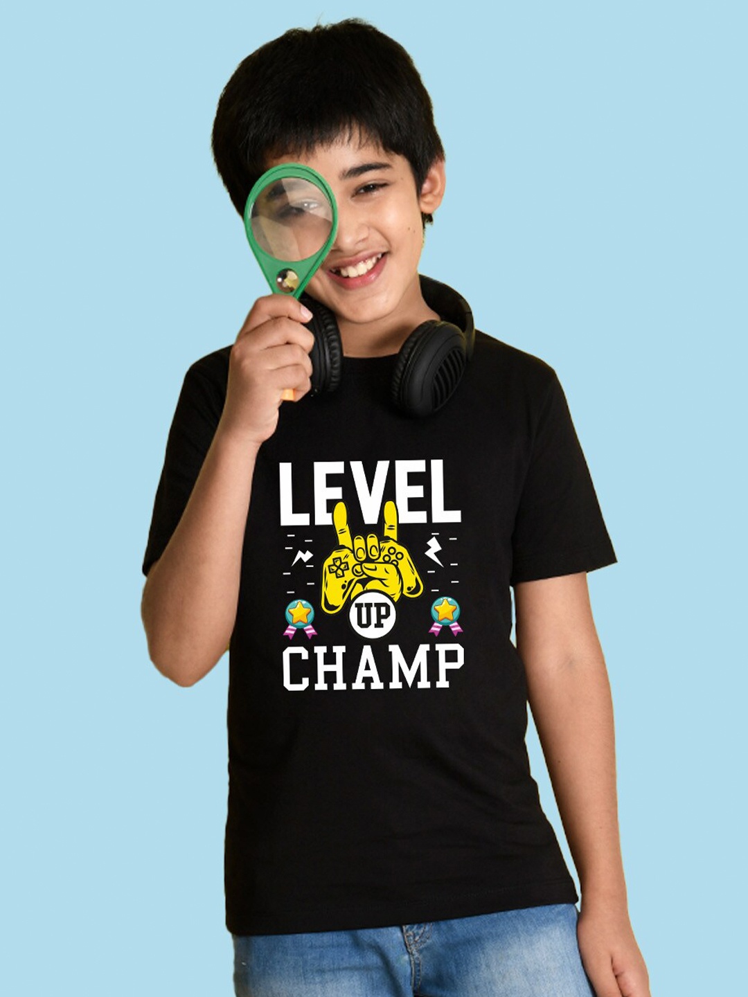 

NUSYL Boys Typography Printed Round Neck T-shirt, Black