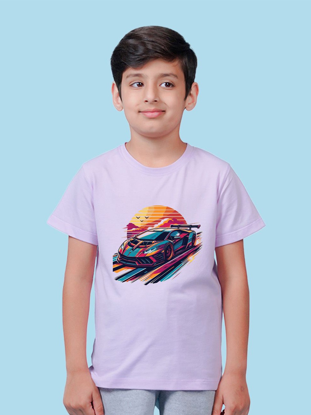 

NUSYL Boys Graphic Printed Round Neck T-shirt, Purple