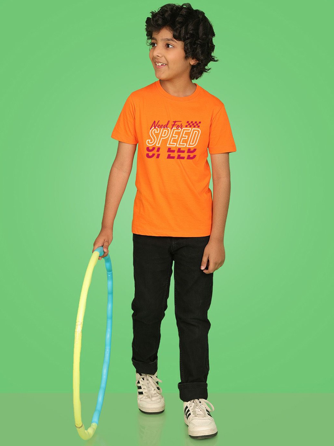 

NUSYL Boys Typography Printed Round Neck T-shirt, Orange