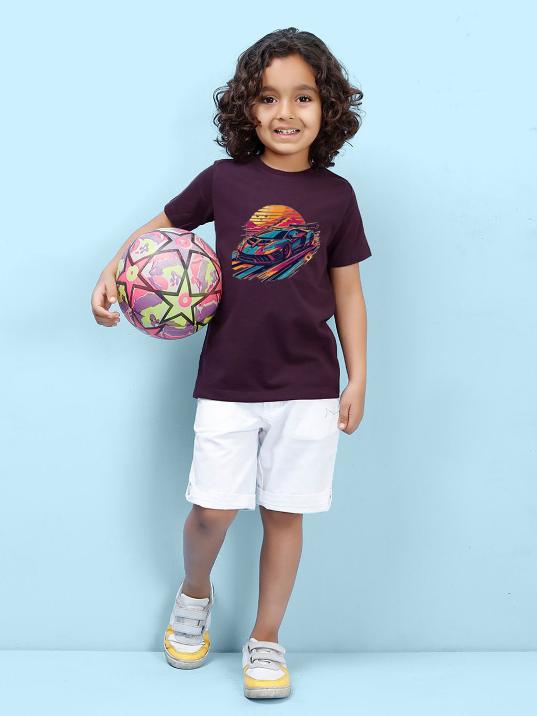 

NUSYL Boys Graphic Printed Round Neck T-shirt, Maroon