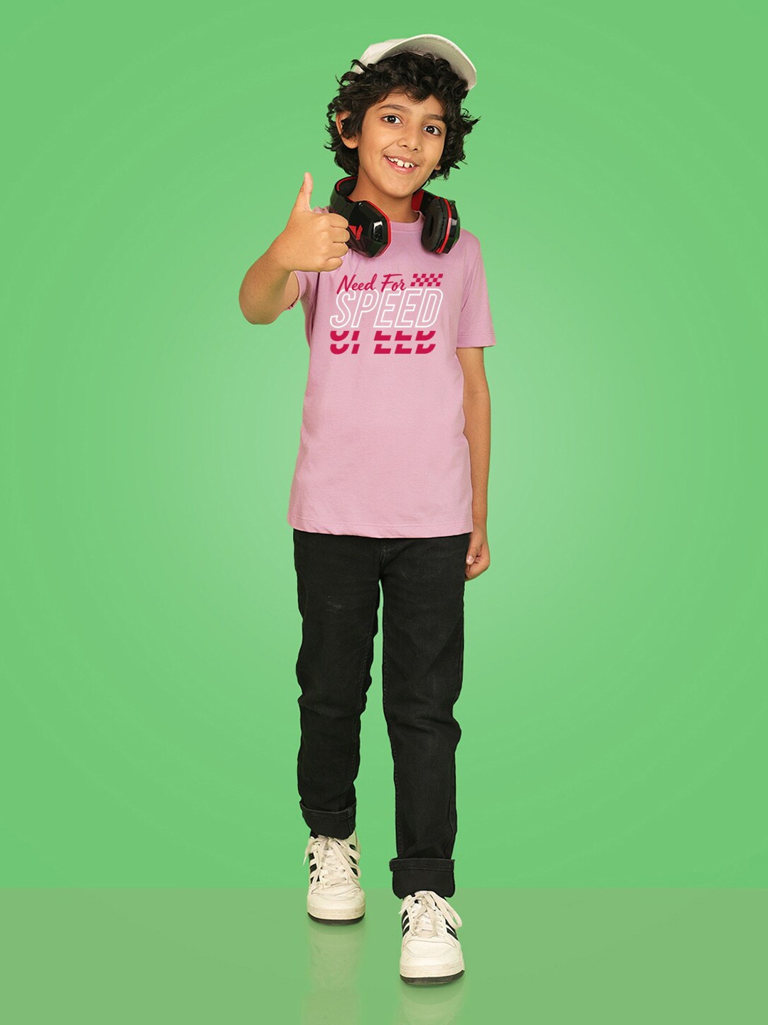 NUSYL Boys Typography Printed Round Neck T-shirt, Pink
