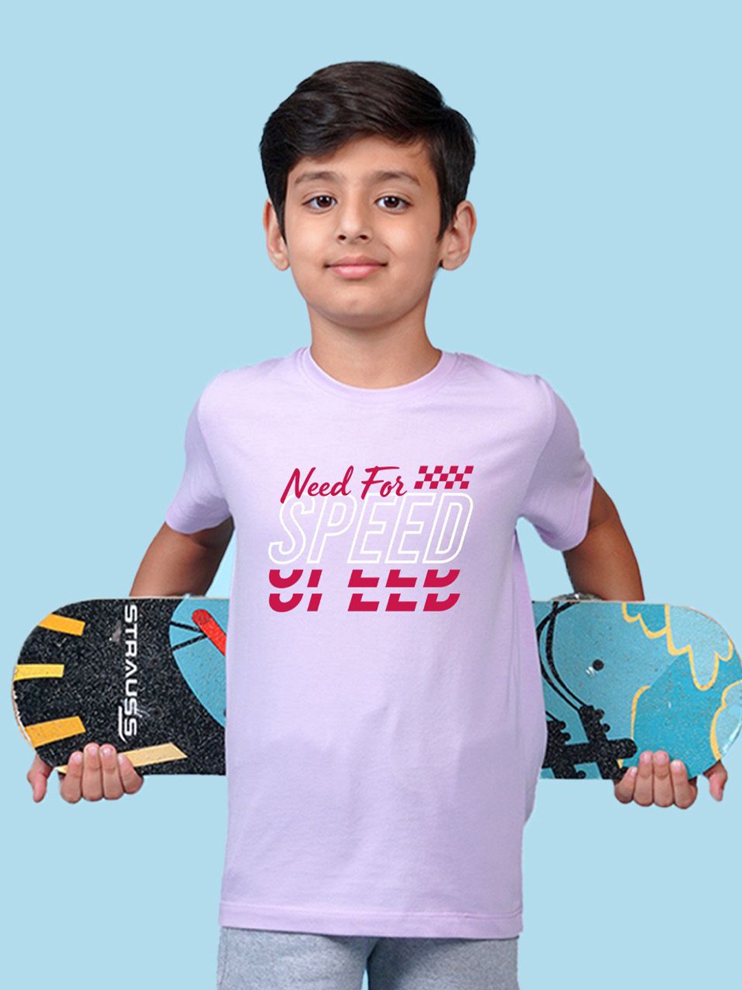 

NUSYL Boys Typography Printed Round Neck T-shirt, Purple